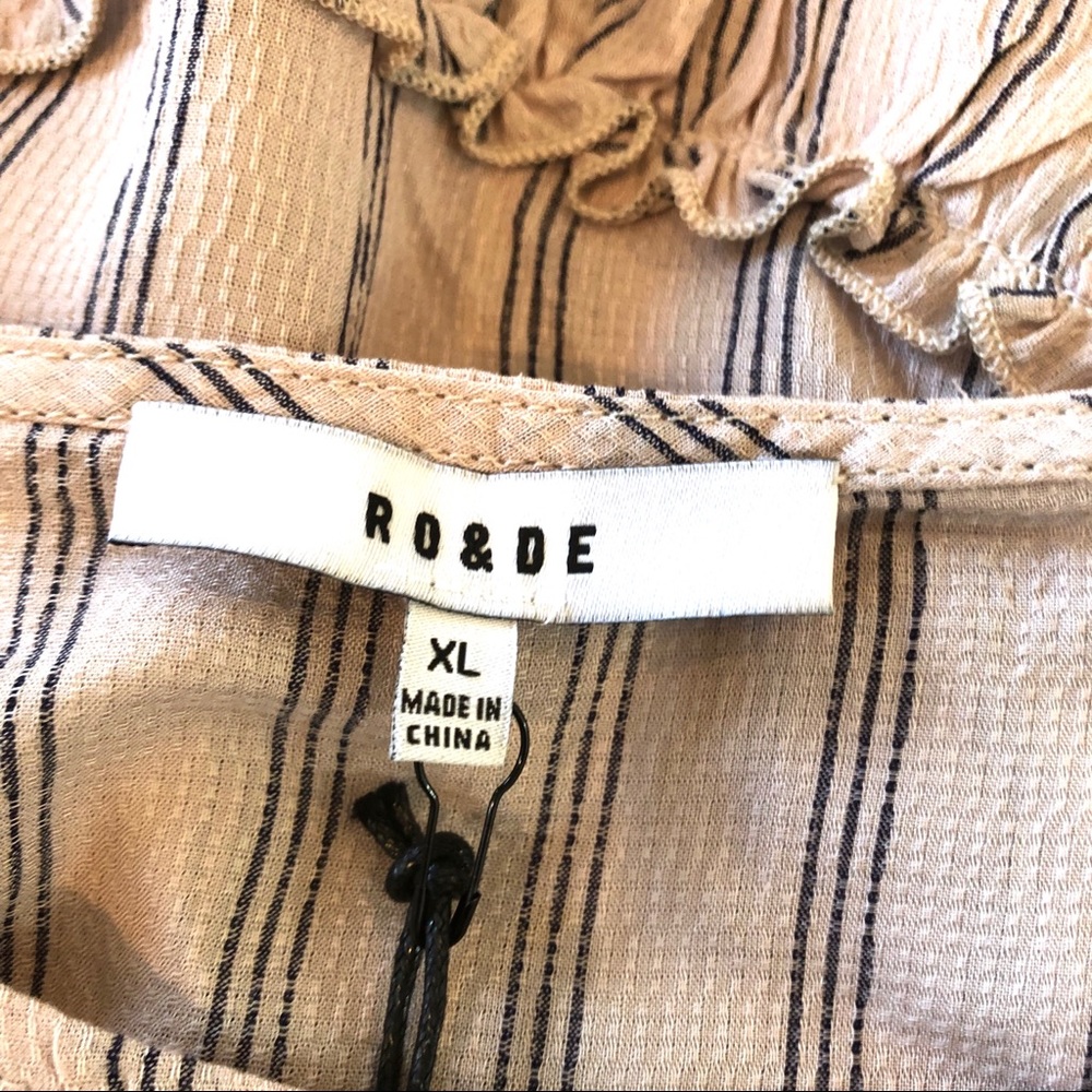 Ro & De Asymmetric Ruffled Cami Rose & Navy Stripe - Picture 8 of 8
